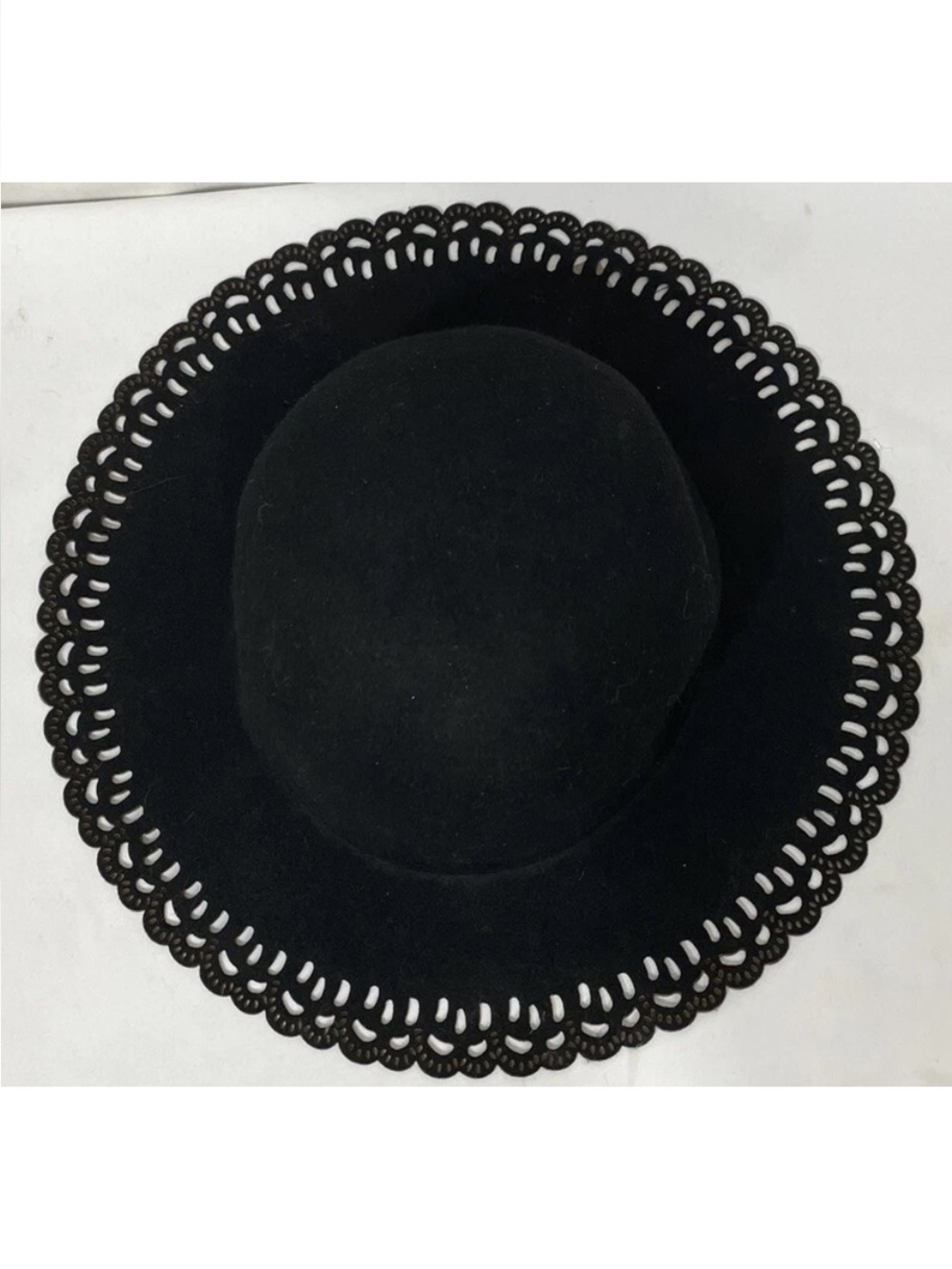 Anthropologie Hat BOHO Women’s Black Wool Lazer Cut Rossomenta Firenze Gypsy NWT